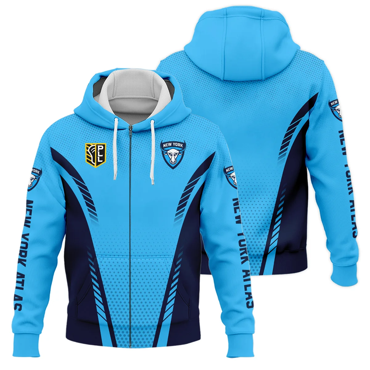 Sport Mix Color Color Zipper Hoodie New York Atlas Premier Lacrosse League All Over Prints QTLC220724A2NYAZHD