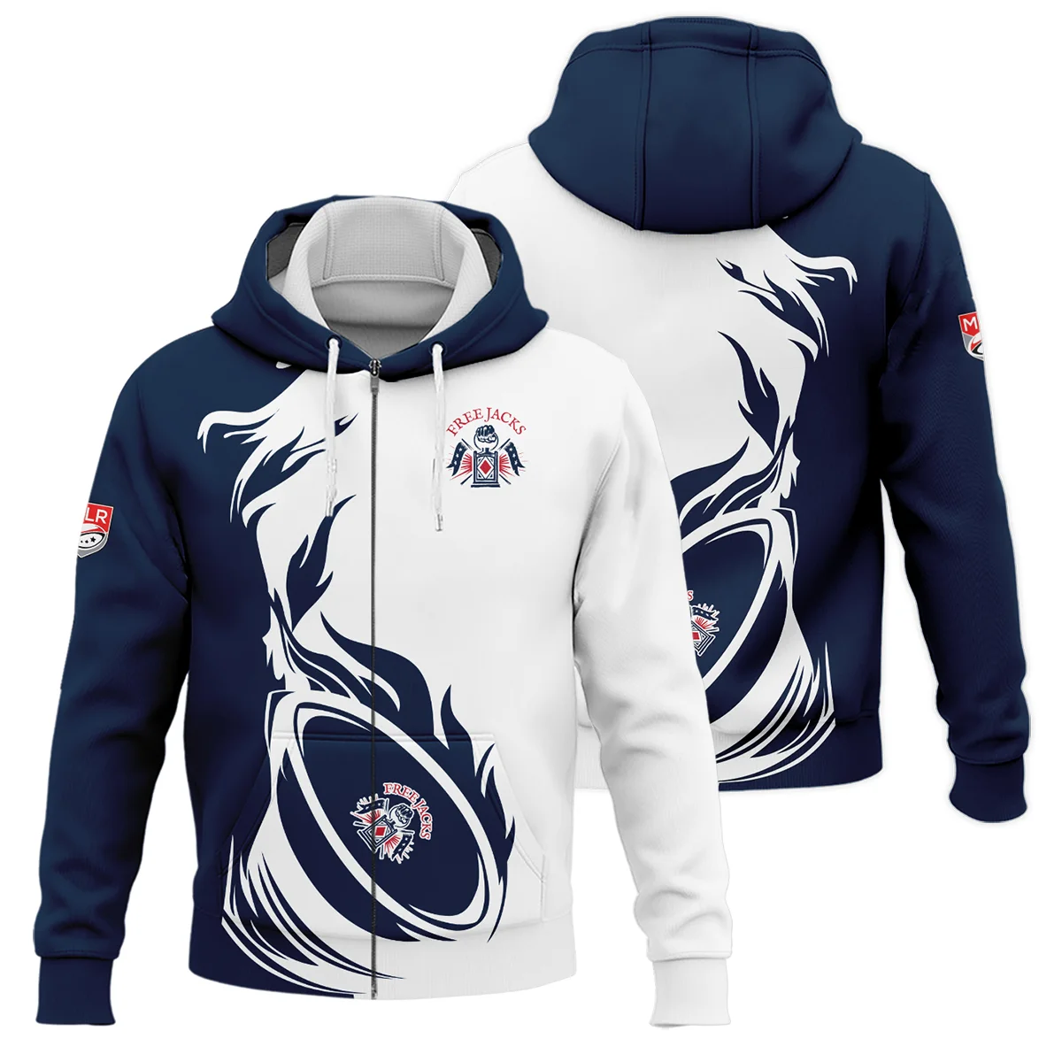 Rugby Fire Color Zipper Hoodie New England Free Jacks Major League Rugby All Over Prints QTRB200724A1NEZHD