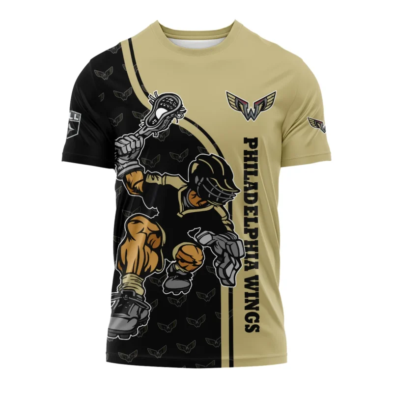 Color Lacrosse Player Background T-Shirt Philadelphia Wings NLL All Over Prints HONLL290724A01PHITS