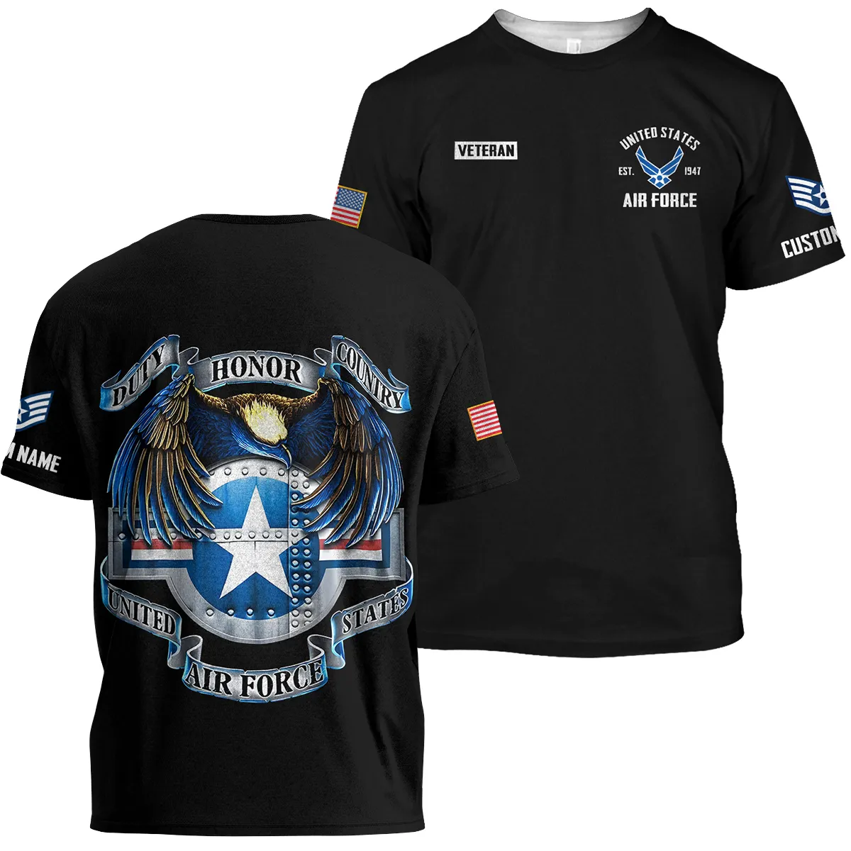 Duty Honor Country Veteran U.S. Air Force Apparel All Over Prints BLVTR180724A2AF - T Shirt