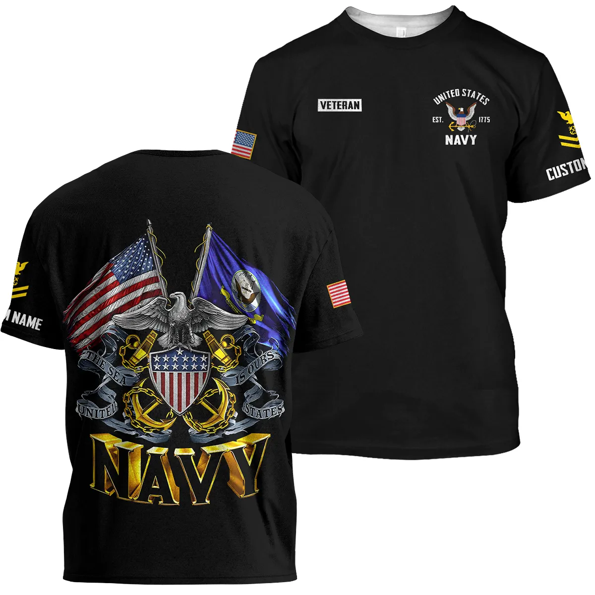 The Sea Is Ours Veteran U.S. Navy Apparel All Over Prints BLVTR180724A3NV - T Shirt