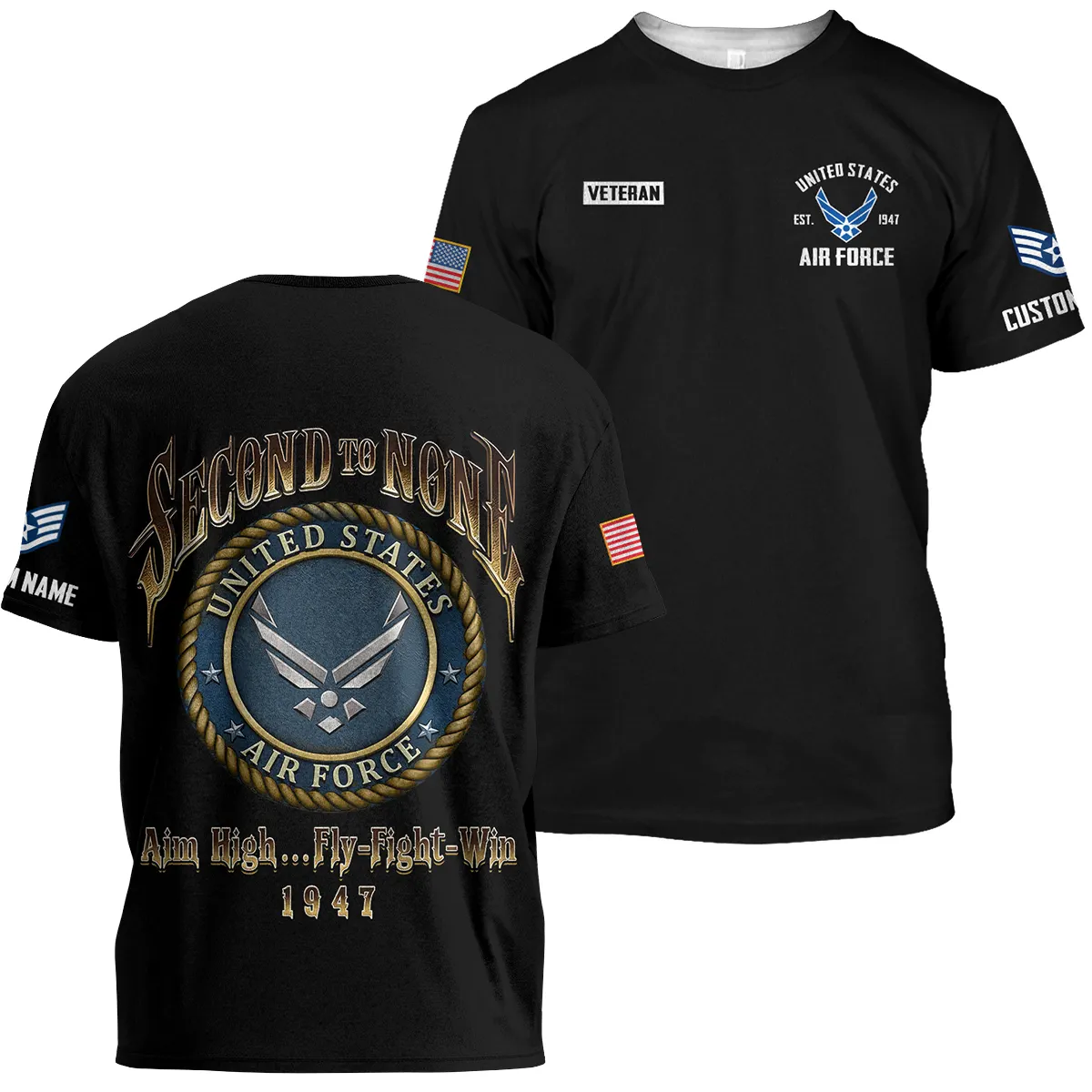 Aim High ... Fly Fight Win 1947 Veteran U.S. Air Force Apparel All Over Prints BLVTR180724A4AF - T Shirt