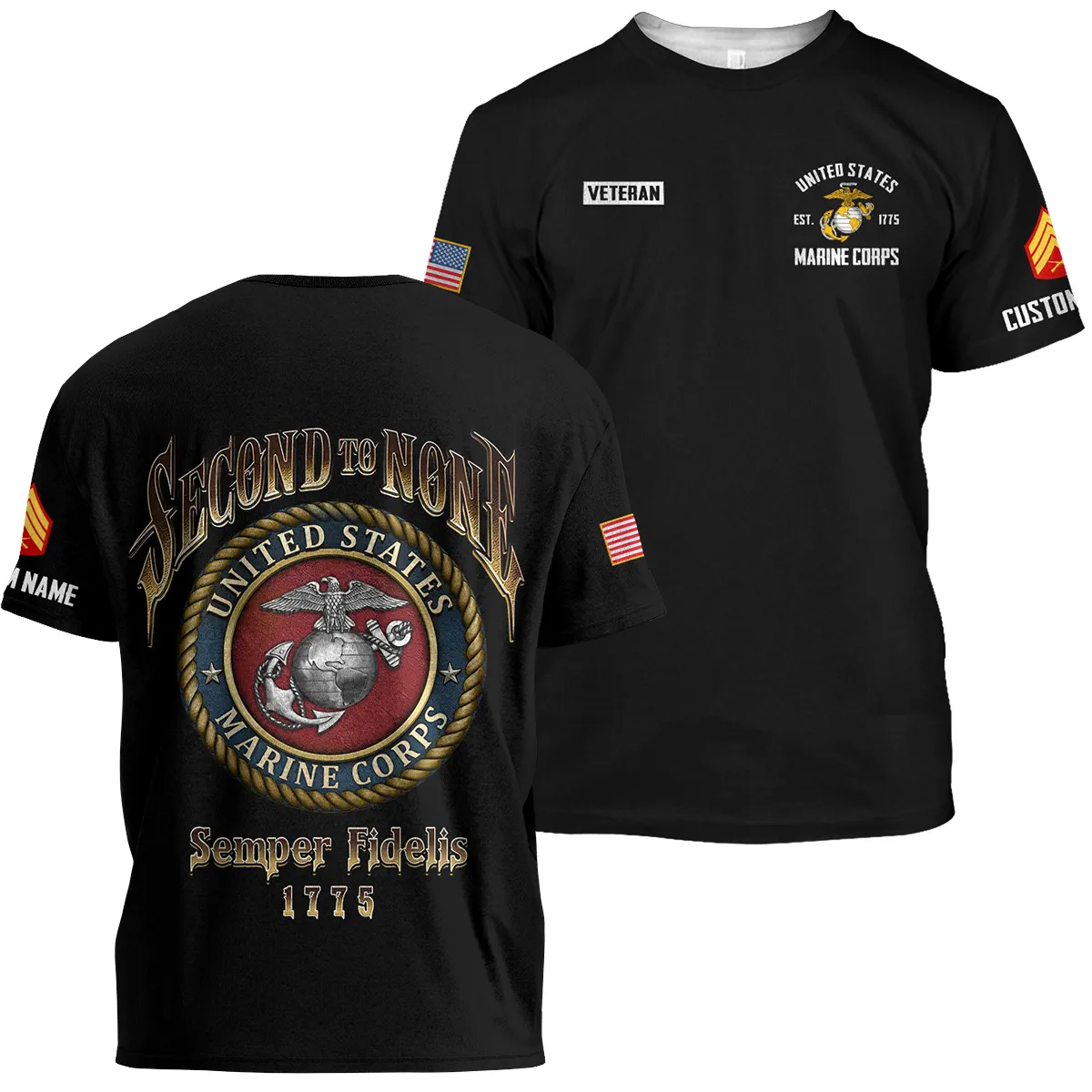 Semper Fidelis 1775 Veteran U.S. Marine Corps Apparel All Over Prints BLVTR180724A4MC - T Shirt