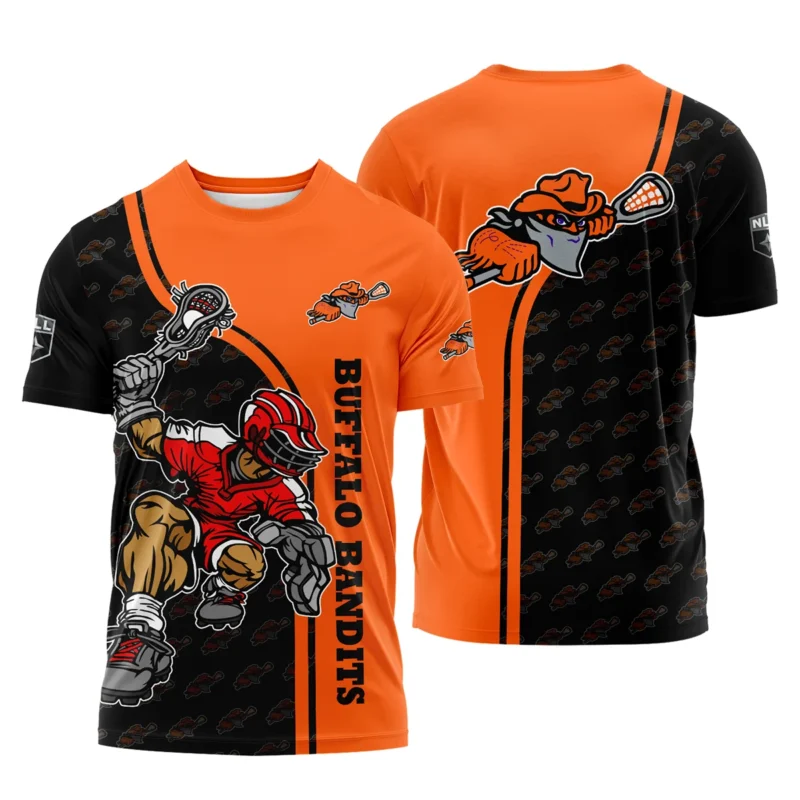 Color Lacrosse Player Background T-Shirt Buffalo Bandits NLL All Over Prints HONLL290724A01BUFTS