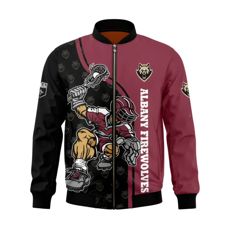 Color Lacrosse Player Background Bomber Jacket  Albany FireWolves NLL All Over Prints HONLL290724A01ALBBB