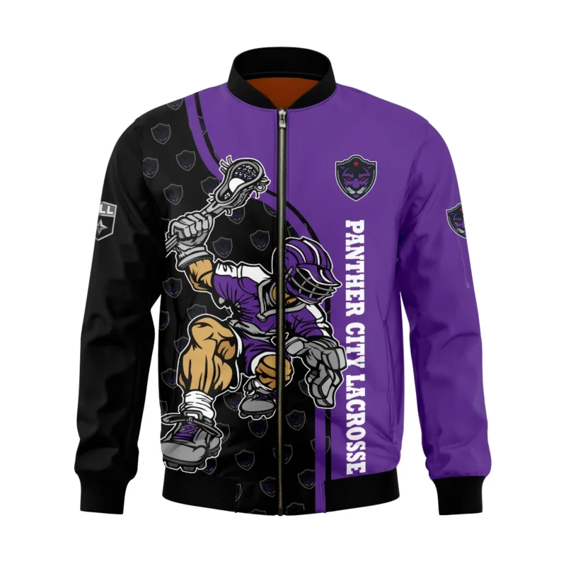 Color Lacrosse Player Background Bomber Jacket  Panther City Lacrosse NLL All Over Prints HONLL290724A01PCLBB