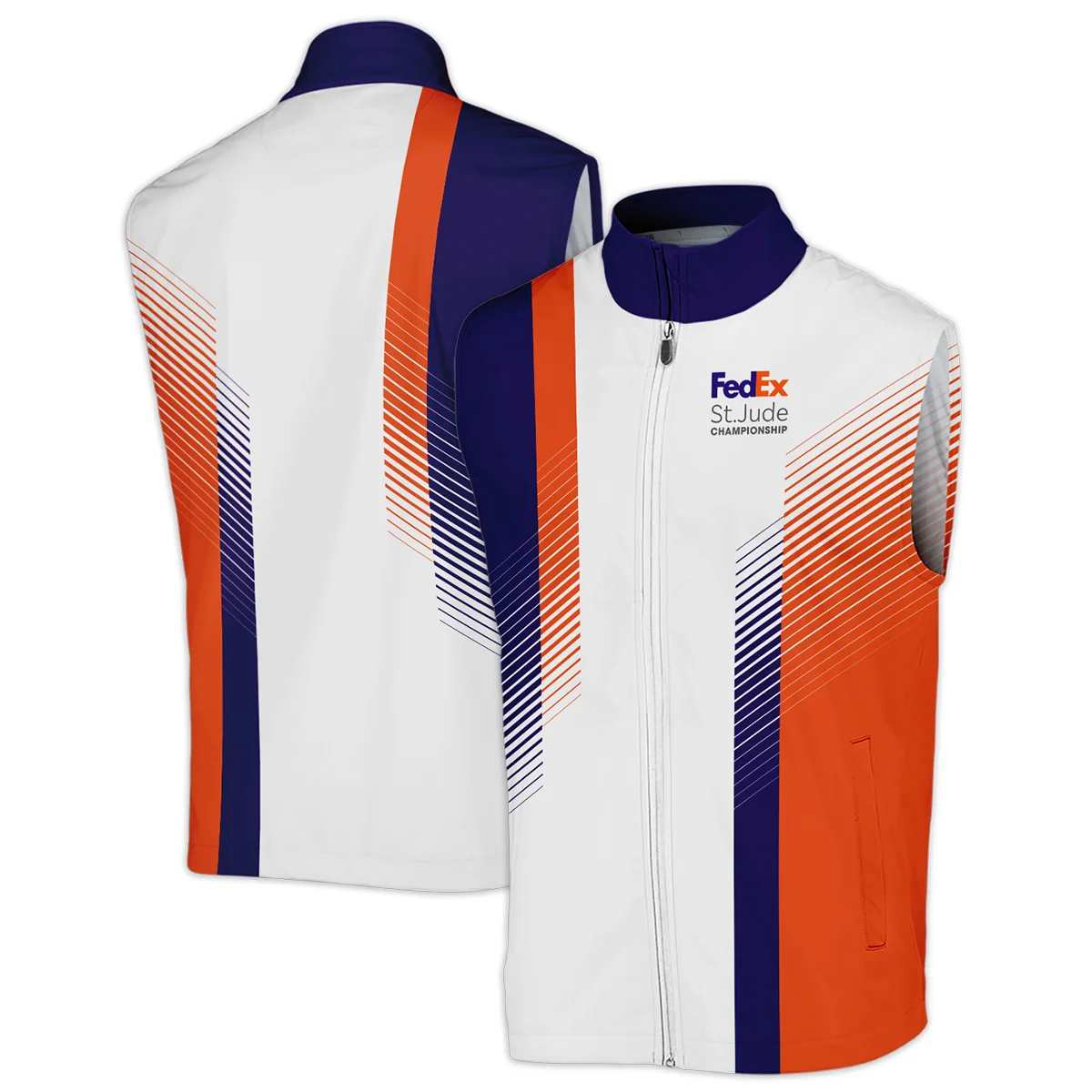 FedEx St. Jude Championship Golf Orange Purple Line White Background Callaway Sleeveless Jacket All Over Prints HOFED280524A01CLWSJK