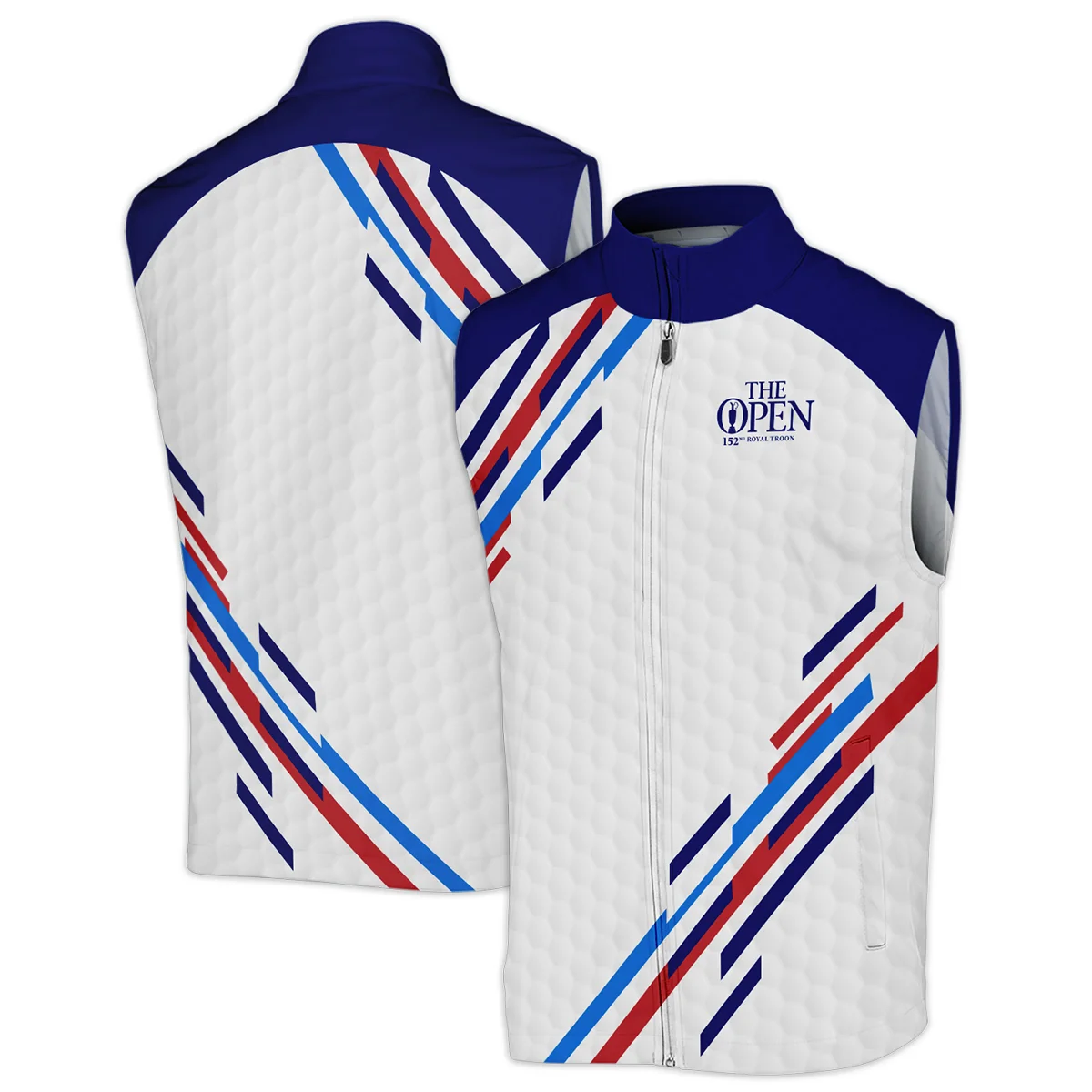 Special Release Cleveland Golf 152nd Open Championship Blue Red Straight Line White Background Sleeveless Jacket All Over Prints HOTOP090724A01CLESJK