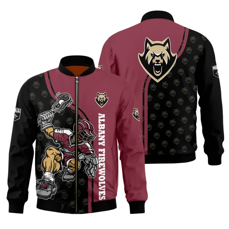 Color Lacrosse Player Background Bomber Jacket  Albany FireWolves NLL All Over Prints HONLL290724A01ALBBB