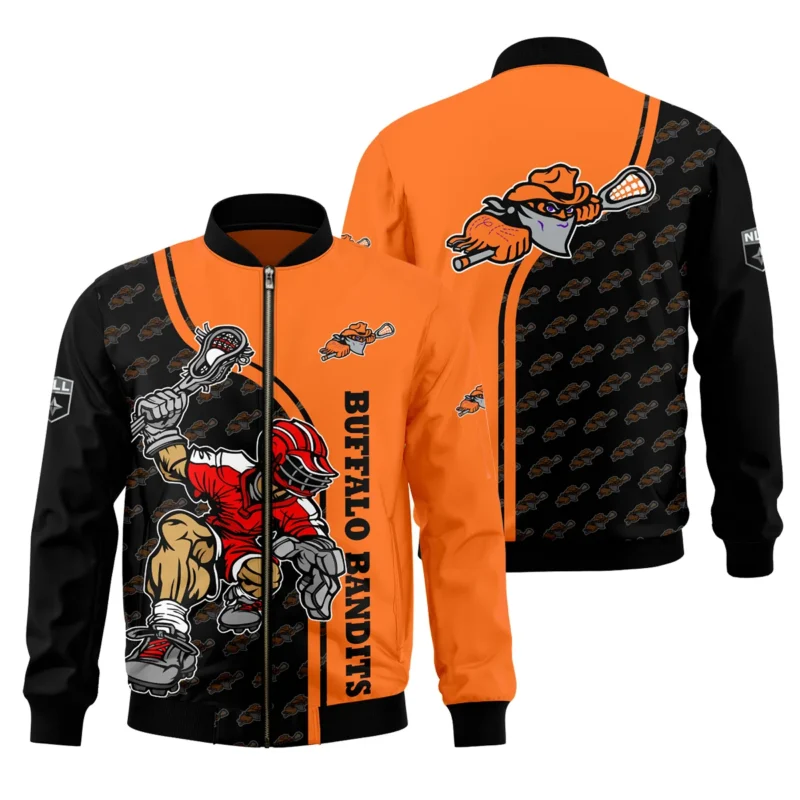 Color Lacrosse Player Background Bomber Jacket  Buffalo Bandits NLL All Over Prints HONLL290724A01BUFBB