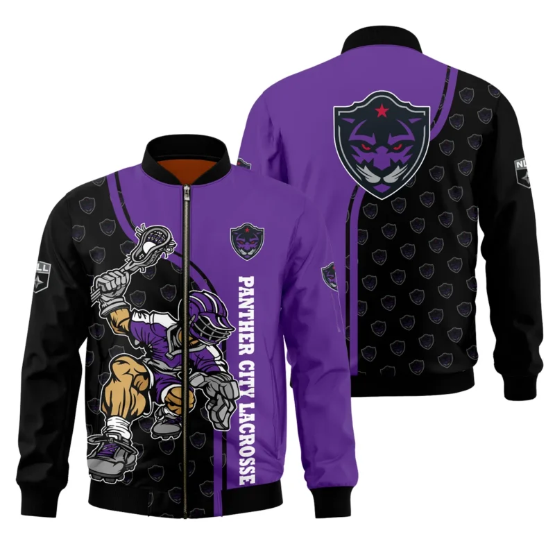 Color Lacrosse Player Background Bomber Jacket  Panther City Lacrosse NLL All Over Prints HONLL290724A01PCLBB