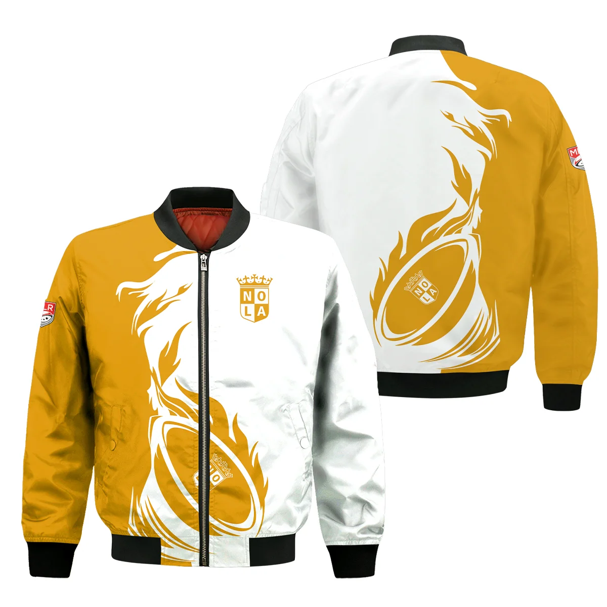 Rugby Fire Color Bomber Jacket  NOLA Gold Major League Rugby All Over Prints QTRB200724A1NOLASJK