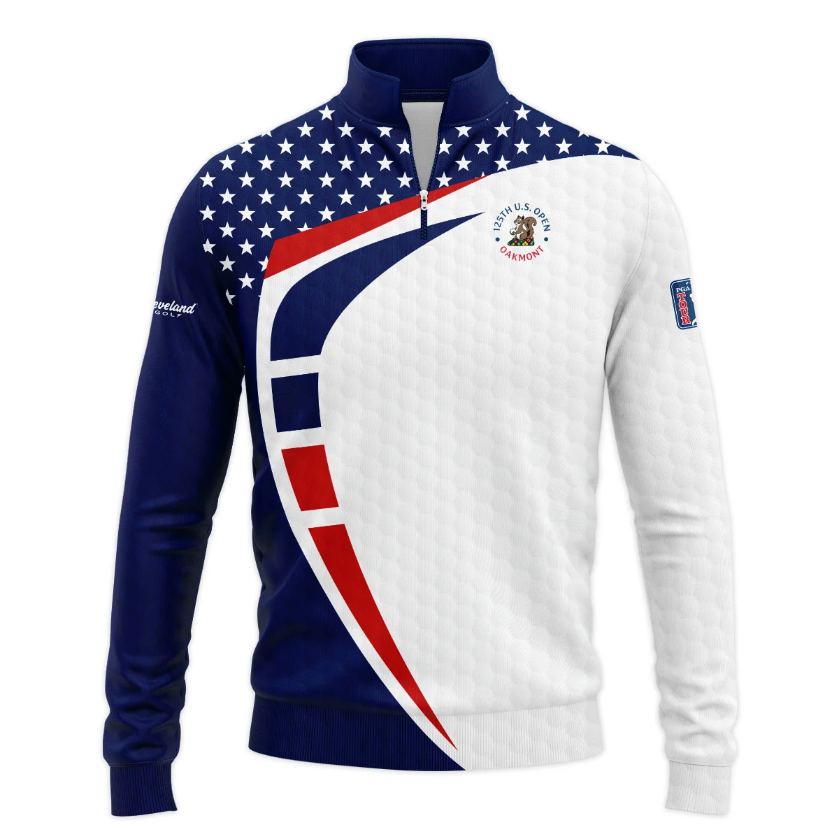 Special Release Cleveland Golf 125th US Open Championship Blue Red Star White Golf Pattern Background Quarter-Zip Jacket All Over Prints HOUSG080724A01CLESWZ