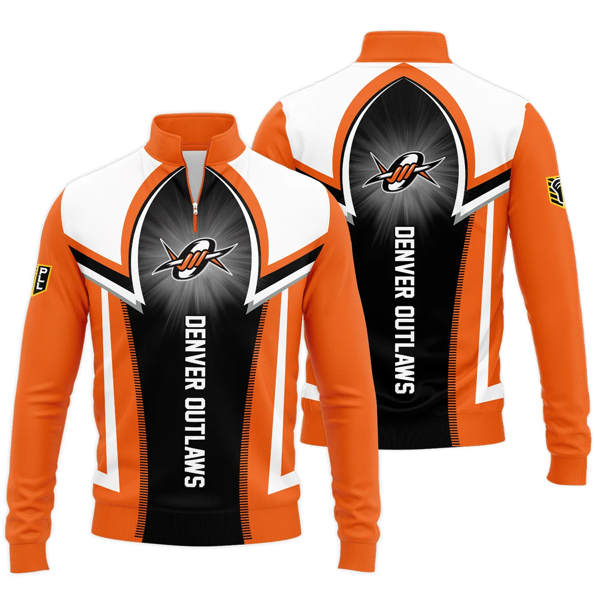 Background Color Mix Quarter Zip Jacket Denver Outlaws Premier Lacrosse League All Over Prints HOPLL220724A01DENSWZ