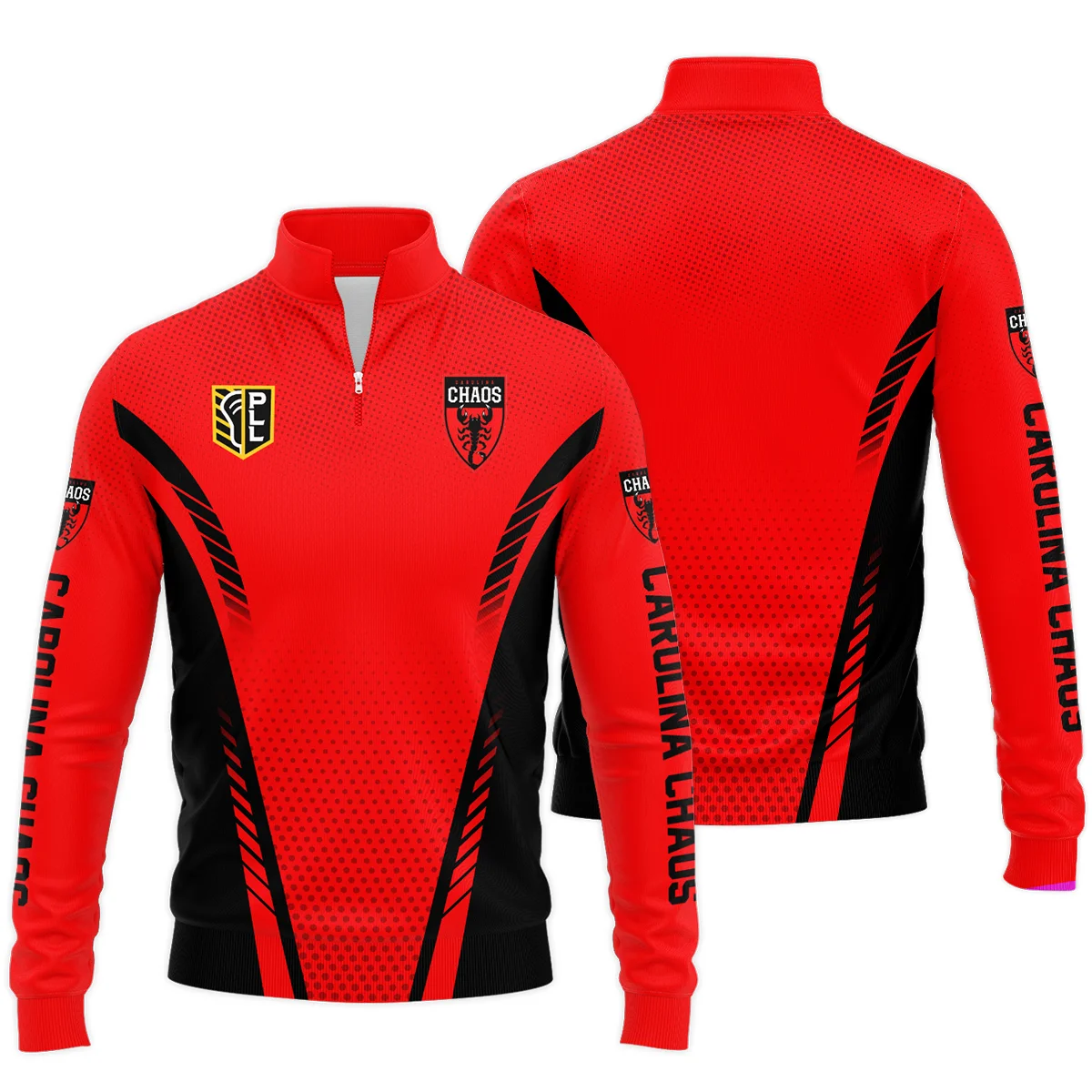 Sport Mix Color Color Quarter Zip Jacket Carolina Chaos Premier Lacrosse League All Over Prints QTLC220724A2CARSWZ