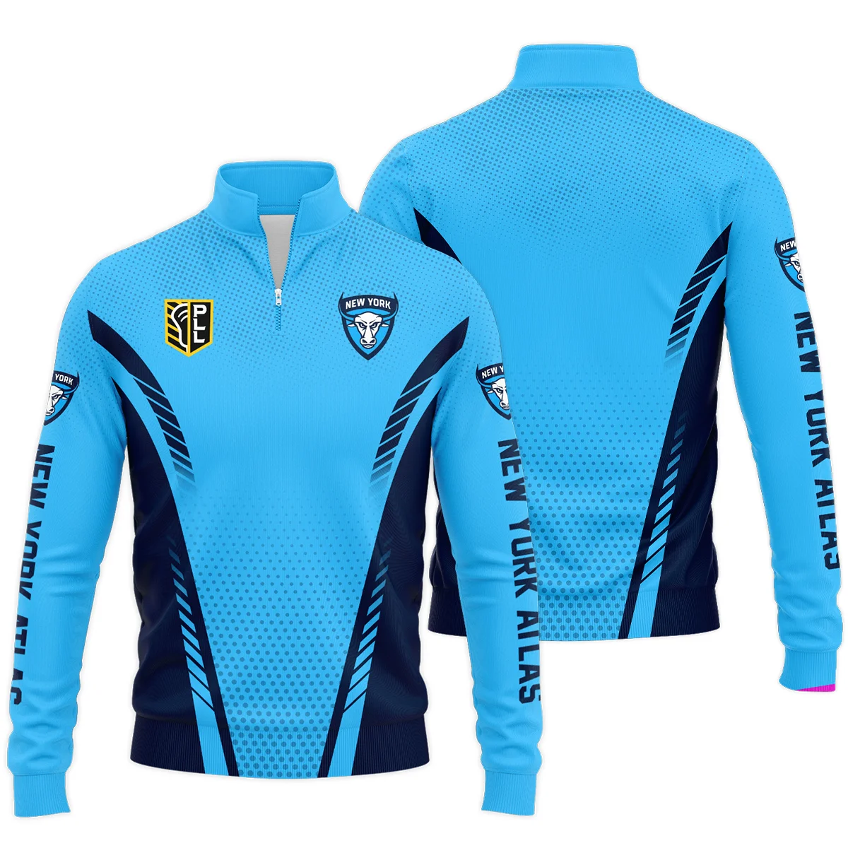 Sport Mix Color Color Quarter Zip Jacket New York Atlas Premier Lacrosse League All Over Prints QTLC220724A2NYASWZ