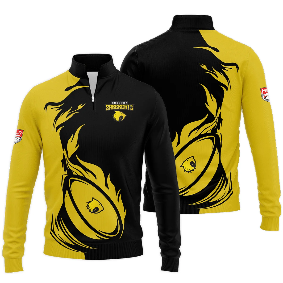 Rugby Fire Color Quarter Zip Jacket Houston SaberCats Major League Rugby All Over Prints QTRB200724A1HOUSWZ