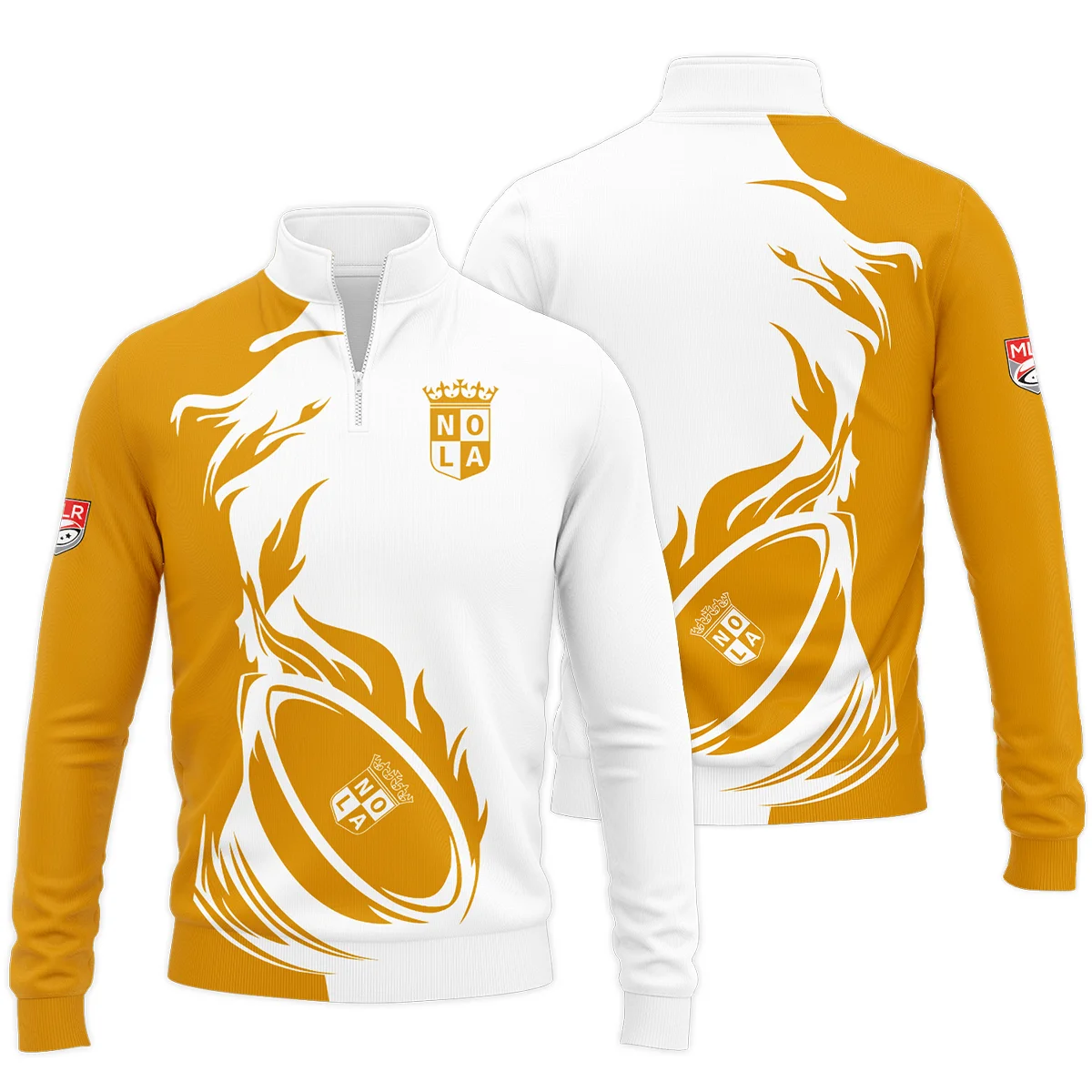 Rugby Fire Color Quarter Zip Jacket NOLA Gold Major League Rugby All Over Prints QTRB200724A1NOLASWZ