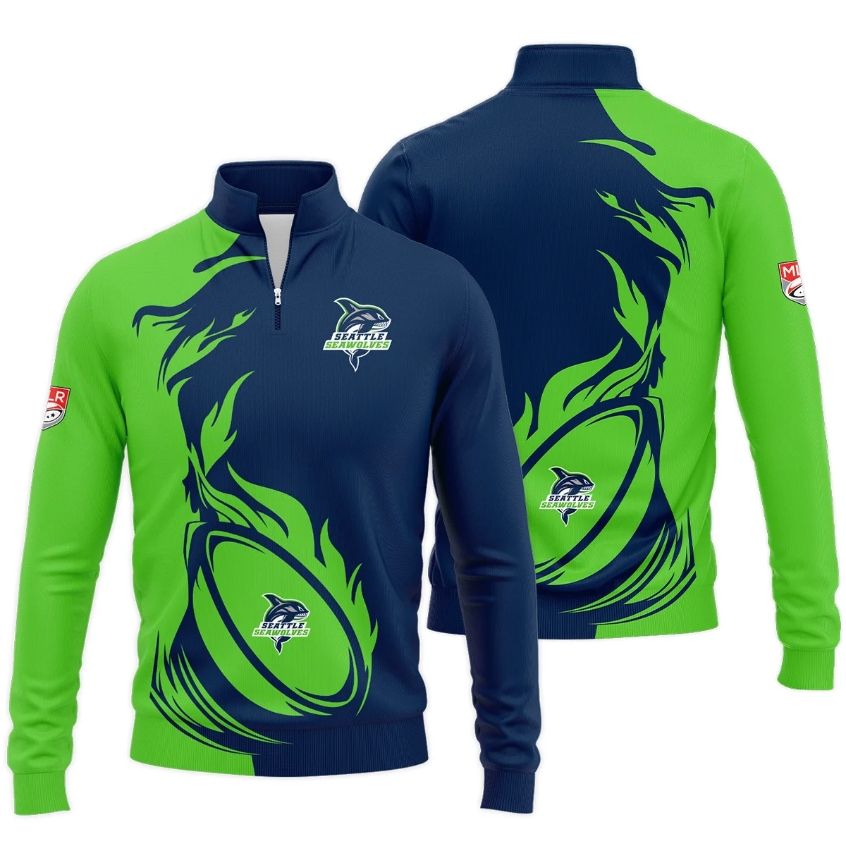 Rugby Fire Color Quarter Zip Jacket Seattle Seawolves Major League Rugby All Over Prints QTRB200724A1SEASWZ