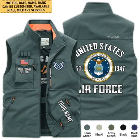 Personalized Gift Proudly Served Est. U.S. Air Force Outdoor Vest BLVTR080724A02AF