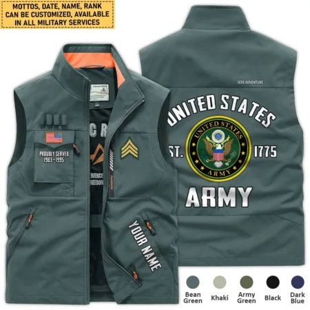 Personalized Gift Proudly Served Est. U.S. Army Outdoor Vest BLVTR080724A02AM