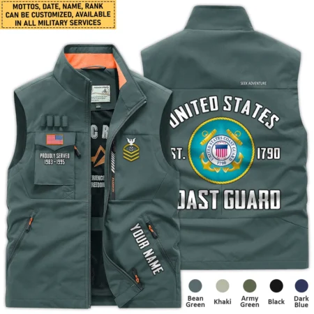 Personalized Gift Proudly Served Est. U.S. Coast Guard Outdoor Vest BLVTR080724A02CG