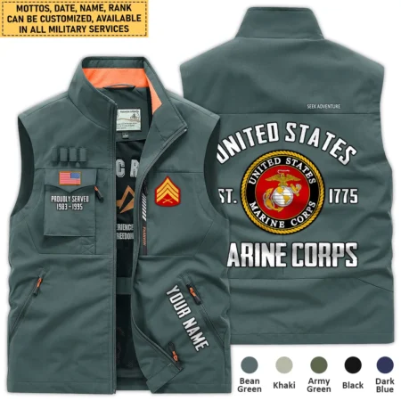 Personalized Gift Proudly Served Est. U.S. Marine Corps Outdoor Vest BLVTR080724A02MC