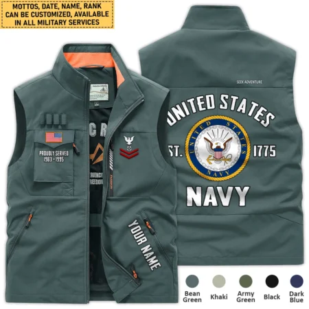 Personalized Gift Proudly Served Est. U.S. Navy Outdoor Vest BLVTR080724A02NV