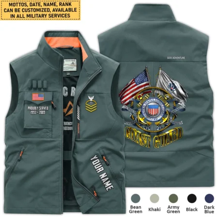 Personalized Gift Proudly Served Established Flag U.S. Coast Guard Outdoor Sleeveless Vest BLVTR270724A3CG