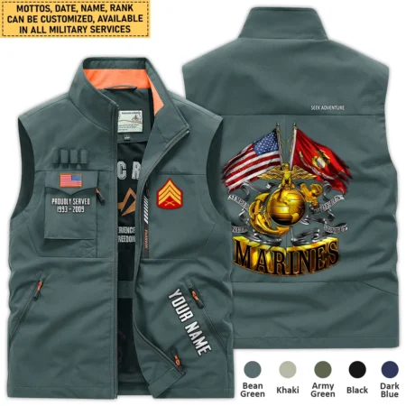 Personalized Gift Proudly Served Established Flag U.S. Marine Corps Outdoor Sleeveless Vest BLVTR270724A3MC