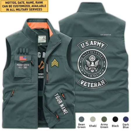 Personalized Gift Proudly Served Veteran U.S. Army Outdoor Sleeveless Vest BLVTR270724A5AM