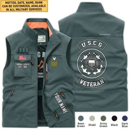 Personalized Gift Proudly Served Veteran U.S. Coast Guard Outdoor Sleeveless Vest BLVTR270724A5CG