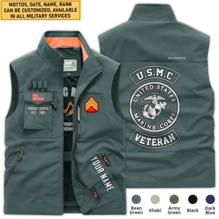 Personalized Gift Proudly Served Veteran U.S. Marine Corps Outdoor Sleeveless Vest BLVTR270724A5MC