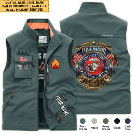 Personalized Gift Service Honor Sacrifice Est. 1775 U.S. Marine Corps Outdoor Sleeveless Vest BLVTR270724A6MC