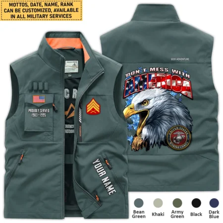 Personalized Gift Dont Mess With America U.S. Marine Corps Outdoor Sleeveless Vest BLVTR290724A1MC