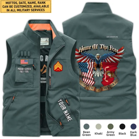 Personalized Gift Home Of The Free Because Of The Brave U.S. Marine Corps Outdoor Sleeveless Vest BLVTR290724A2MC