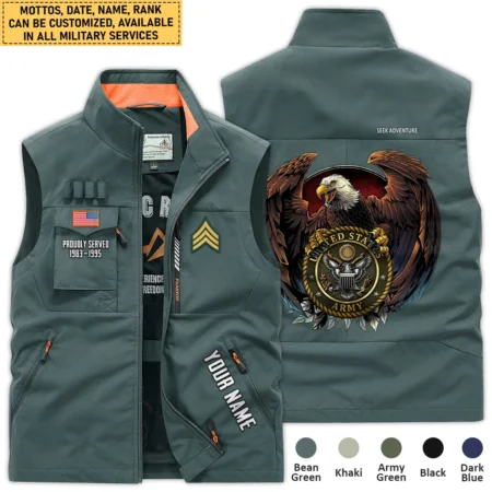 Personalized Gift Proudly Served Eagle U.S. Army Outdoor Sleeveless Vest BLVTR290724A3AM