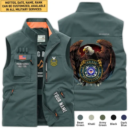 Personalized Gift Proudly Served Eagle U.S. Coast Guard Outdoor Sleeveless Vest BLVTR290724A3CG