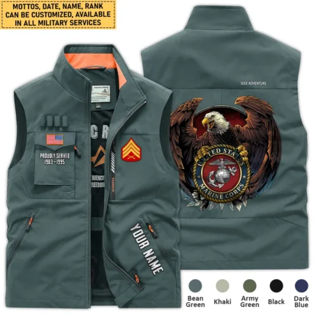 Personalized Gift Proudly Served Eagle U.S. Marine Corps Outdoor Sleeveless Vest BLVTR290724A3MC