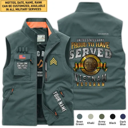 Personalized Gift Proud To Have Served VietNam Veteran U.S. Army Outdoor Vest BLVTR290724A4AM