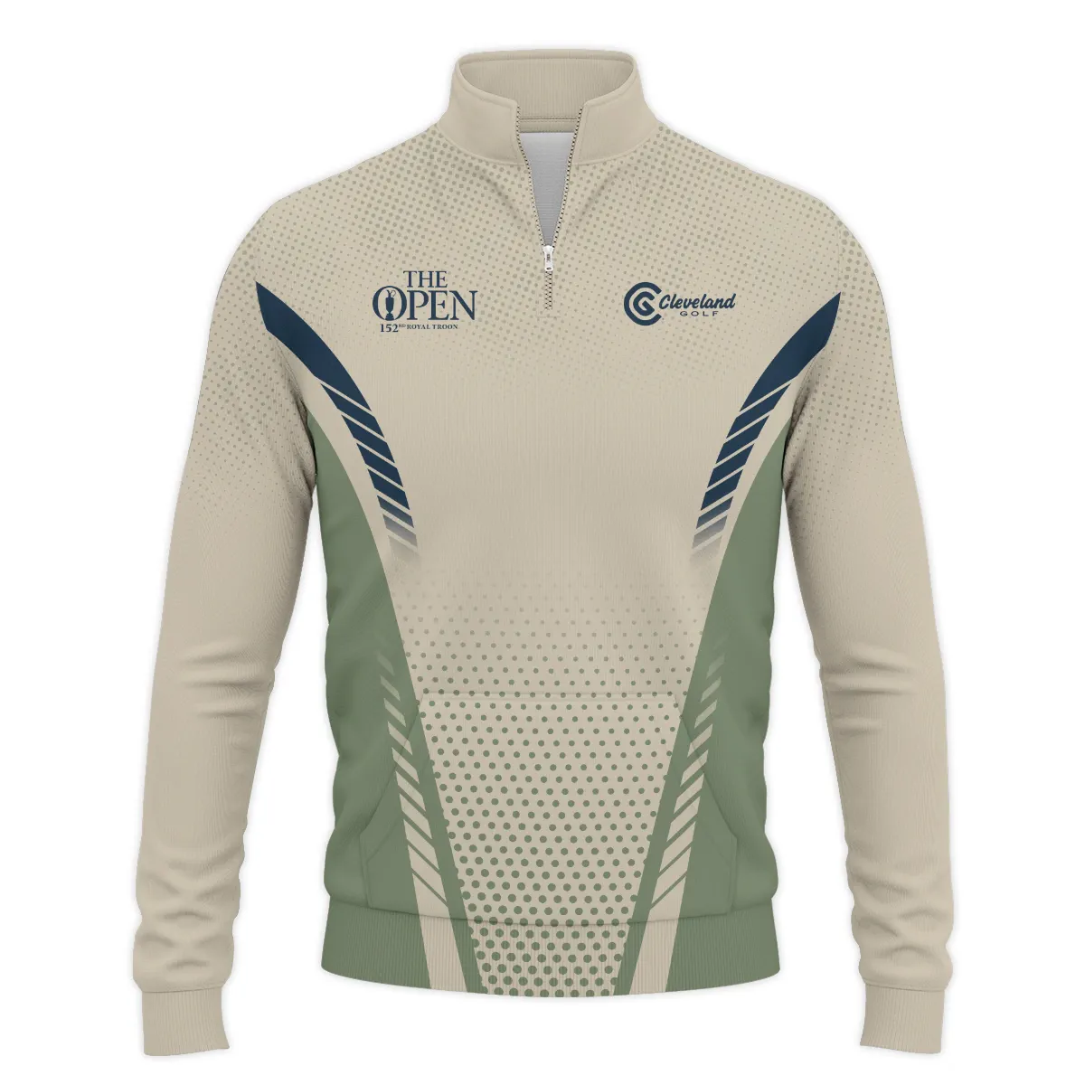 Special Release Tan Green Cleveland Golf Golf 152nd Open Championship Performance Quarter Zip Sweatshirt With Pockets All Over Prints BLTOP090724A3CLEQZS