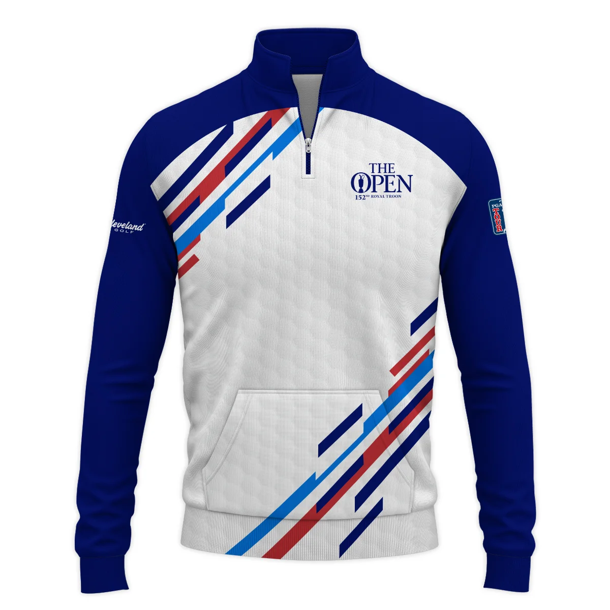 Special Release Cleveland Golf 152nd Open Championship Blue Red Straight Line White Background Performance Quarter Zip Sweatshirt With Pockets All Over Prints HOTOP090724A01CLETS