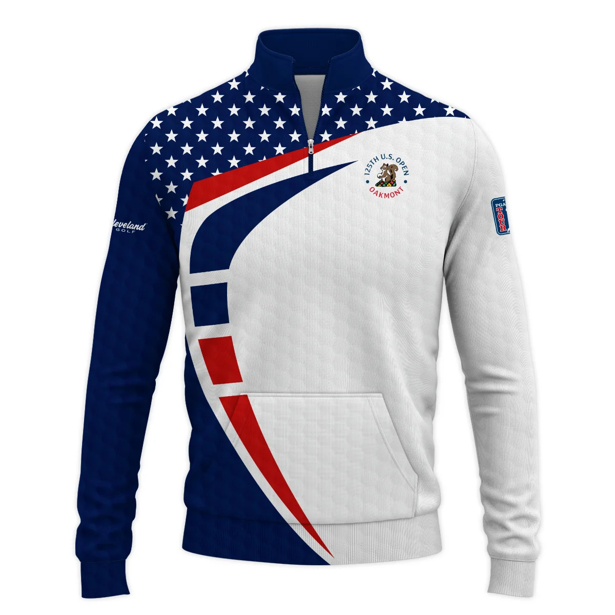 Special Release Cleveland Golf 125th US Open Championship Blue Red Star White Golf Pattern Background Performance Quarter Zip Sweatshirt With Pockets All Over Prints HOUSG080724A01CLETS