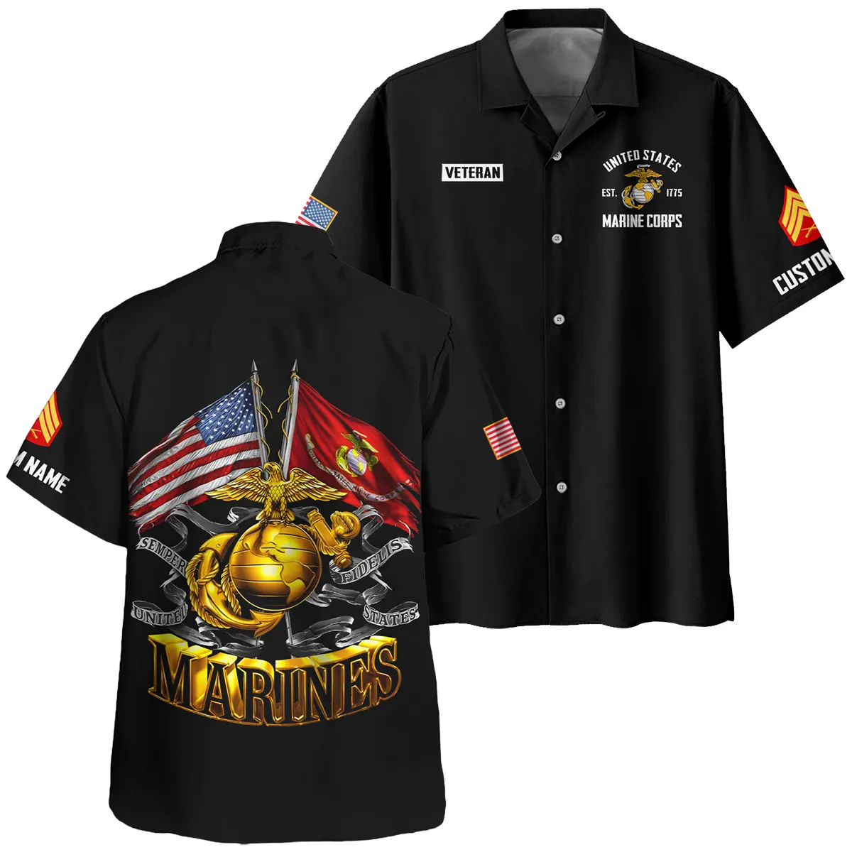 Semper Fidelis Veteran U.S. Marine Corps Apparel All Over Prints BLVTR180724A3MC - Hawaiian Shirt