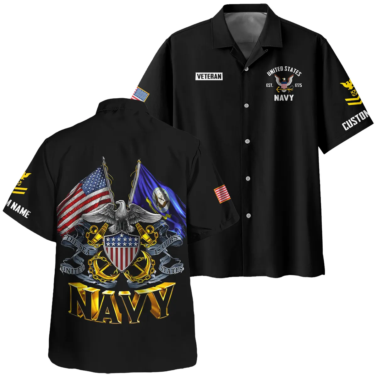 The Sea Is Ours Veteran U.S. Navy Apparel All Over Prints BLVTR180724A3NV - Hawaiian Shirt