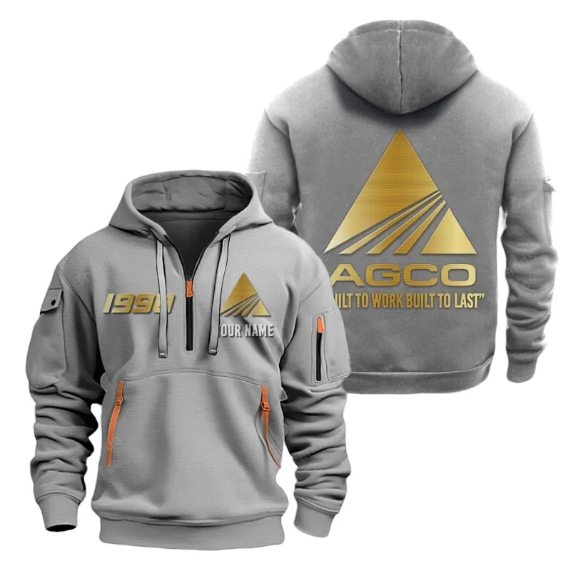 Gray Color Special Release Farmer AGCO Allis Tractor Fashion Hoodie Half Zipper QTFA180724A2