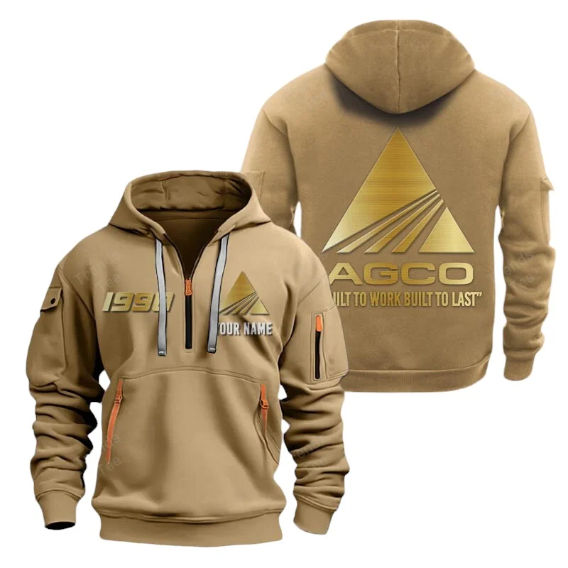 Khaki Color Special Release Farmer AGCO Allis Tractor Fashion Hoodie Half Zipper QTFA180724A2