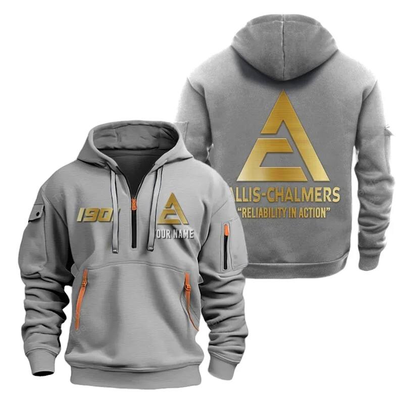 Gray Color Special Release Farmer Allis Chalmers Tractor Fashion Hoodie Half Zipper QTFA180724A3