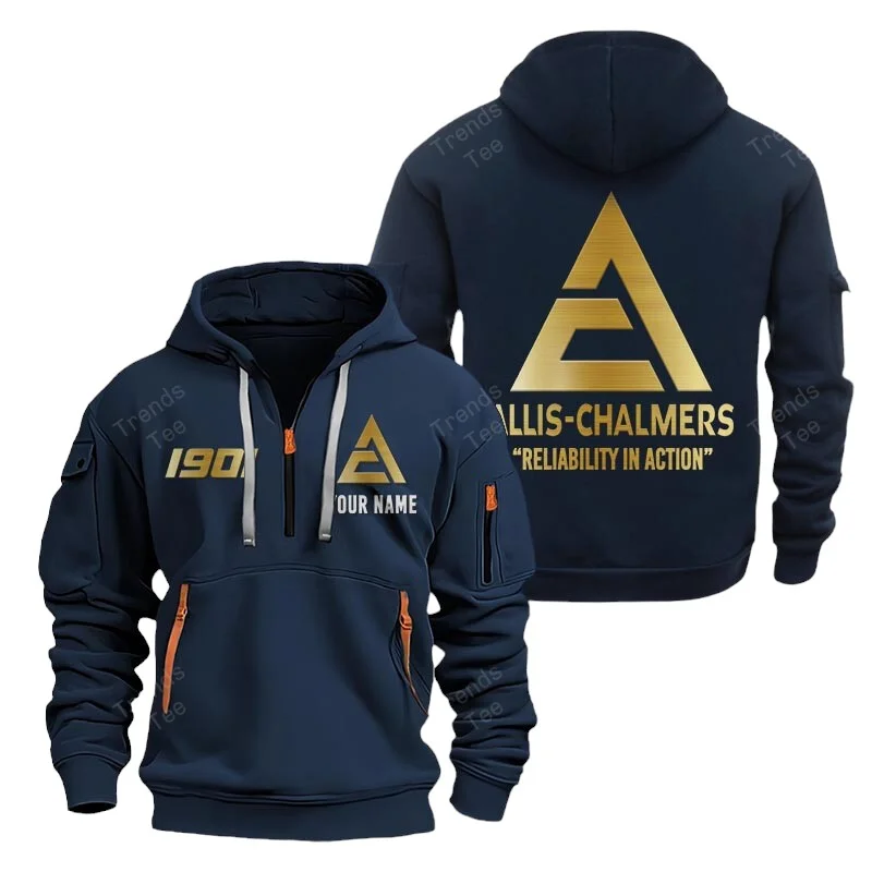 Navy Color Special Release Farmer Allis Chalmers Tractor Fashion Hoodie Half Zipper QTFA180724A3