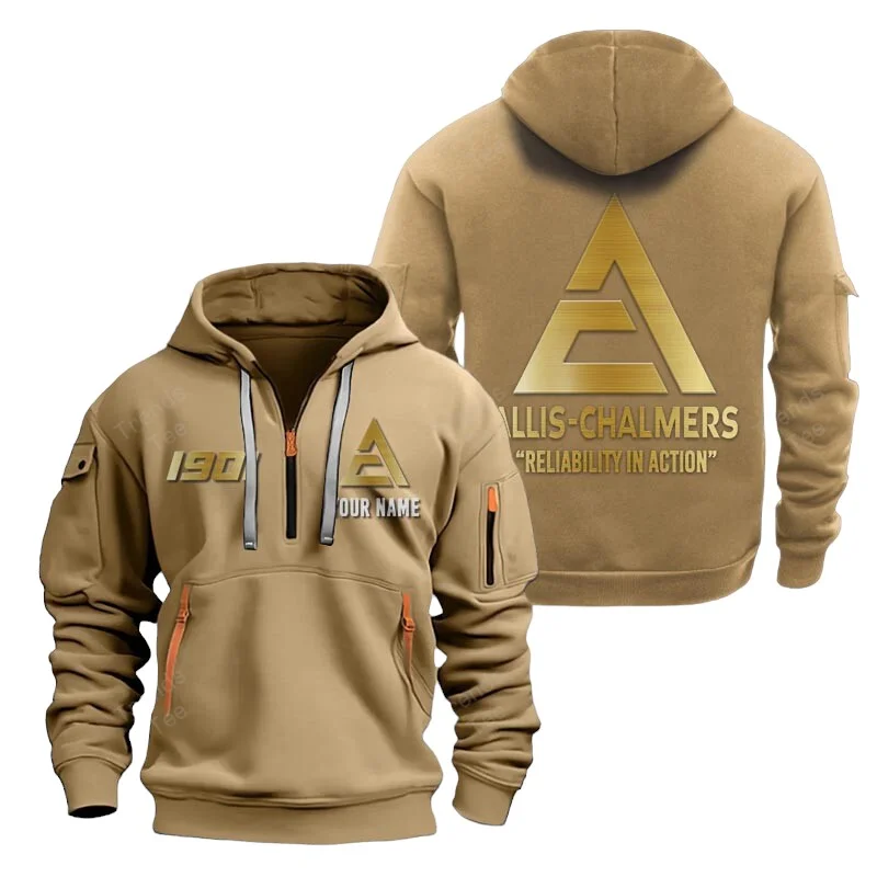 Khaki Color Special Release Farmer Allis Chalmers Tractor Fashion Hoodie Half Zipper QTFA180724A3